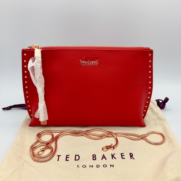 Ted Baker Tessa Red Leather Crossbody Clutch Bag